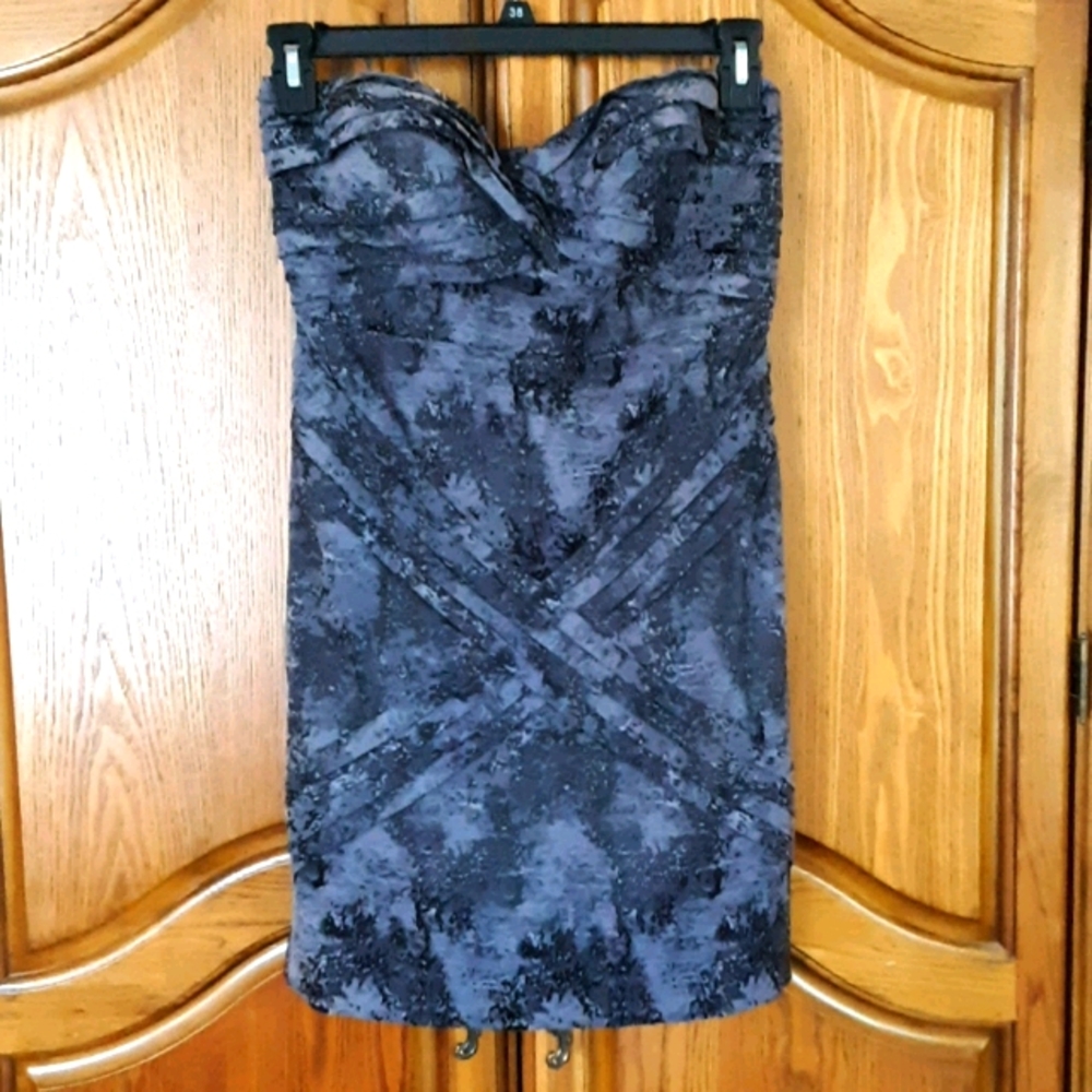 C Luce Strapless Purple & Steel Dress Medium